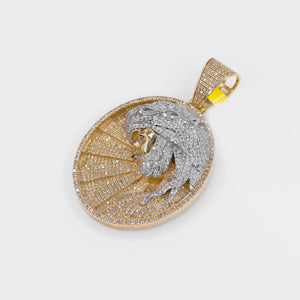 10k Solid Gold Diamond Oval Jesus Head Pendant - 60538