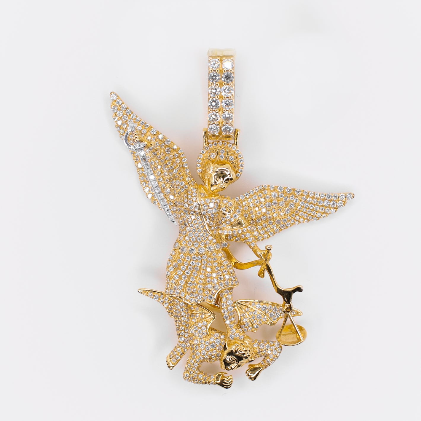 10k Solid Gold Diamond Large St. Michael Pendant - 60539