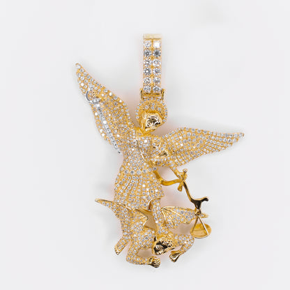 10k Solid Gold Diamond Large St. Michael Pendant - 60539