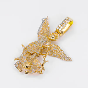 10k Solid Gold Diamond Large St. Michael Pendant - 60539