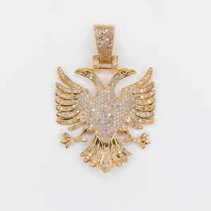 10k Solid Gold Diamond Medium Albanian Eagle Pendant - 60541