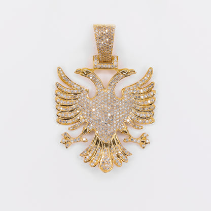 10k Solid Gold Diamond Medium Albanian Eagle Pendant - 60541