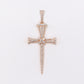 14k Solid Rose Gold VS Diamond Nail Cross Pendant - 60543