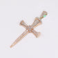 14k Solid Rose Gold VS Diamond Nail Cross Pendant - 60543