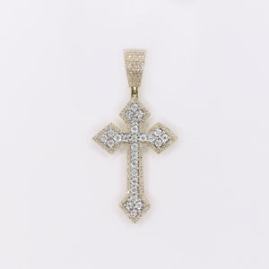 10k Solid Gold Diamond Medium 3D Edge Cross - 60547