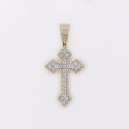 10k Solid Gold Diamond Medium 3D Edge Cross - 60547