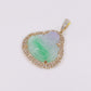 10k Solid Gold Diamond Jade Accent Bezel Buddha Pendant - 60551