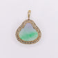10k Solid Gold Diamond Jade Accent Bezel Buddha Pendant - 60551