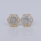10k Solid Gold VS Diamond 10mm Halo Flower Earrings - 50286