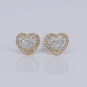 14k Solid Gold 8mm VS1 Diamond Baguette Heart Earrings - 50287