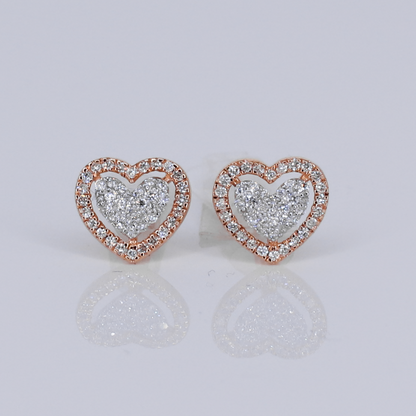 14k Solid Gold 8mm VS1 Diamond Baguette Heart Earrings - 50287