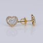 14k Solid Gold 8mm VS1 Diamond Baguette Heart Earrings - 50287