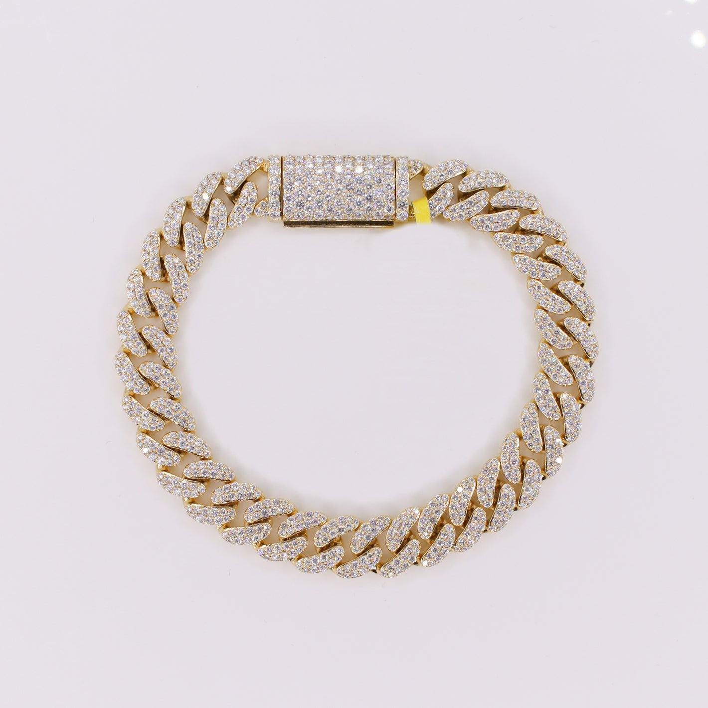 10k Solid Yellow Gold 10mm Lab VVS Diamond Cuban Bracelet - 20200