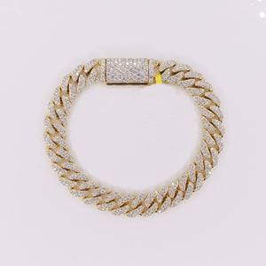 10k Solid Yellow Gold 10mm Lab VVS Diamond Cuban Bracelet - 20200