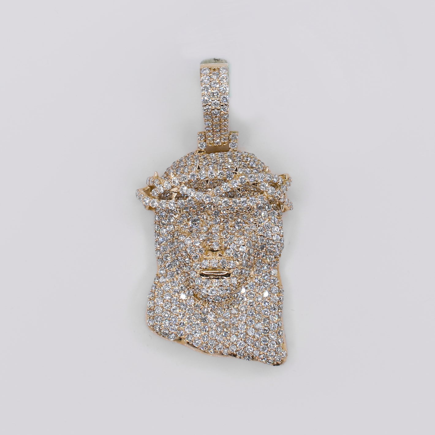 10k Solid Gold Lab Diamond Bustdown Jesus head Pendant - 60552