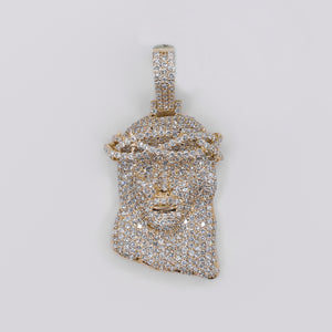 10k Solid Gold Lab Diamond Bustdown Jesus head Pendant - 60552