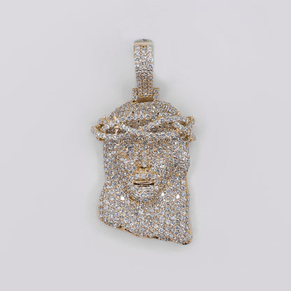 10k Solid Gold Lab Diamond Bustdown Jesus head Pendant - 60552