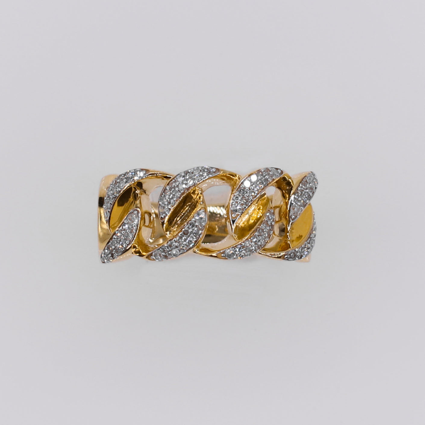 10k Solid Yellow Gold Diamond Cuban Men's Ring - 30334