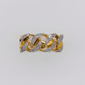 10k Solid Yellow Gold Diamond Cuban Men's Ring - 30334