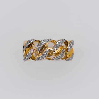 10k Solid Yellow Gold Diamond Cuban Men's Ring - 30334