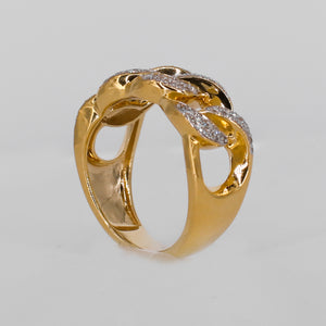 10k Solid Yellow Gold Diamond Cuban Men's Ring - 30334