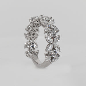 14k Solid White Gold Diamond 9mm Flower Engagement Ring - 30336