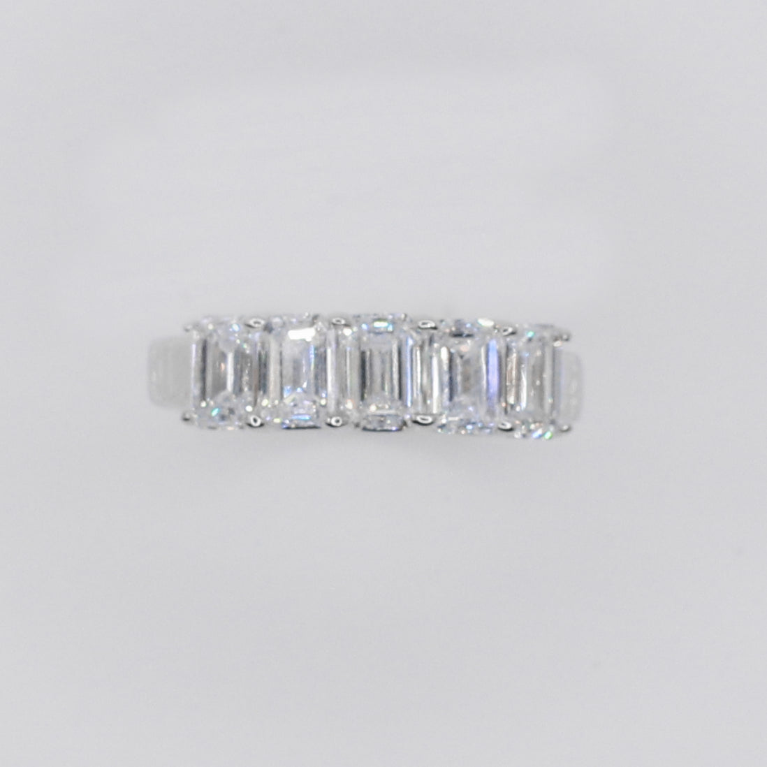 14k Solid White Gold Diamond Baguette Engagement Ring - 30337