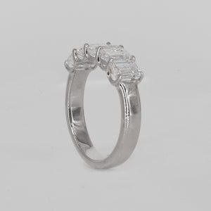 14k Solid White Gold Diamond Baguette Engagement Ring - 30337