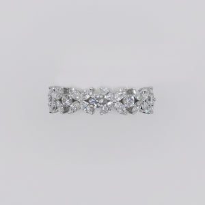 14k Solid White Gold Diamond 7mm Flower Engagement Ring - 30335