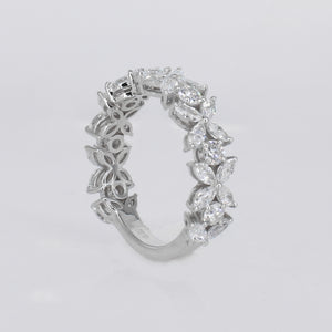 14k Solid White Gold Diamond 7mm Flower Engagement Ring - 30335