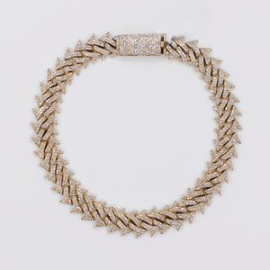 10k Solid Yellow Gold Diamond Spiked Cuban Bracelet - 20204