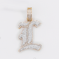 10k Gold Diamond Old English Initial Pendants - 60619
