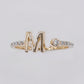 14k Solid Gold Diamond Letter Initial Ring- 30340