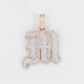 10k Gold Diamond Old English Initial Pendants - 60619