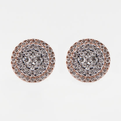 14k Solid Gold 14mm VS Diamond XL Triple Cake Earrings - 50252
