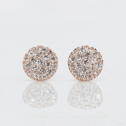 14k Solid Gold 9mm Diamond Cluster Earrings - 50048