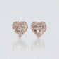 14k Solid Gold 8mm Diamond Baguette Heart Earrings - 50030