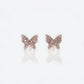 10k Solid Gold 6.5mm Diamond Butterfly Earrings - 50064