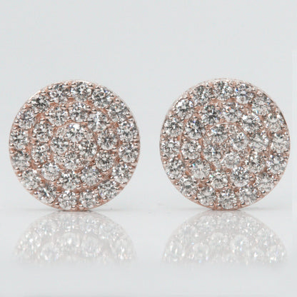 14k Solid Gold 16mm VS1 Diamond XXL Circular Cake Cluster Earrings - 50100