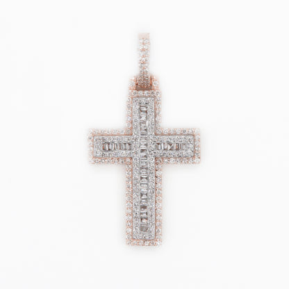 10k Solid Gold VS Baguette Diamond 1.25" 3D Cross - 60188