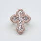 10k Solid Gold Diamond XL Chandelier Motif Cross Ring - 30107