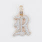 10k Gold Diamond Old English Initial Pendants - 60619