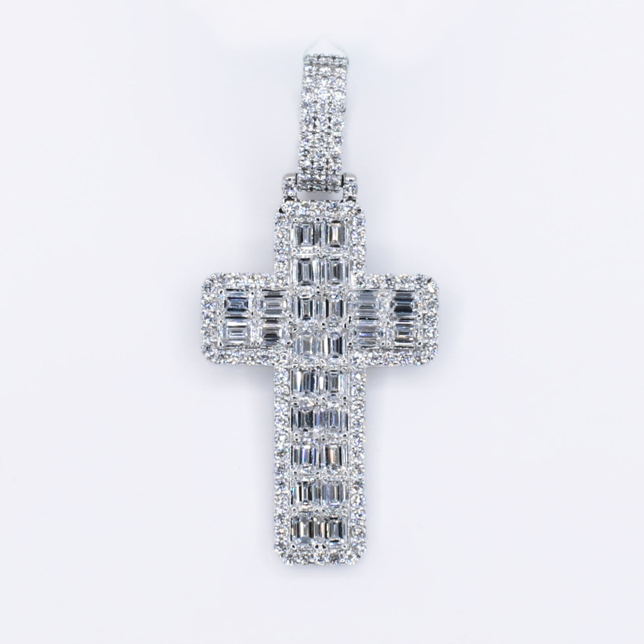 10k Solid White Gold Lab Diamond Cross Pendant - 60557