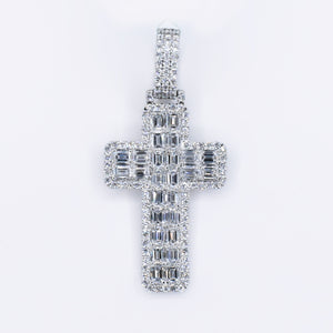 10k Solid White Gold Lab Diamond Cross Pendant - 60557