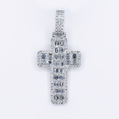 10k Solid White Gold Lab Diamond Cross Pendant - 60557