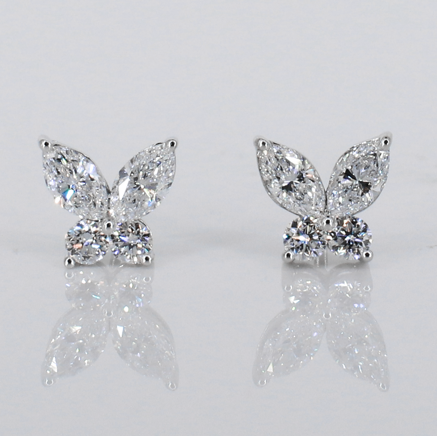 14k Solid Gold Lab Diamond Butterfly Earrings - 50289