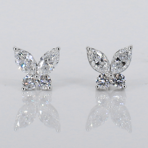 14k Solid Gold Lab Diamond Butterfly Earrings - 50289