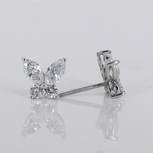 14k Solid Gold Lab Diamond Butterfly Earrings - 50289