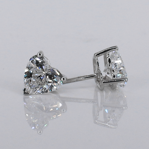 14k Solid Gold Lab Diamond Heart Brilliant 1.2ct Solitaire Earrings - 50288