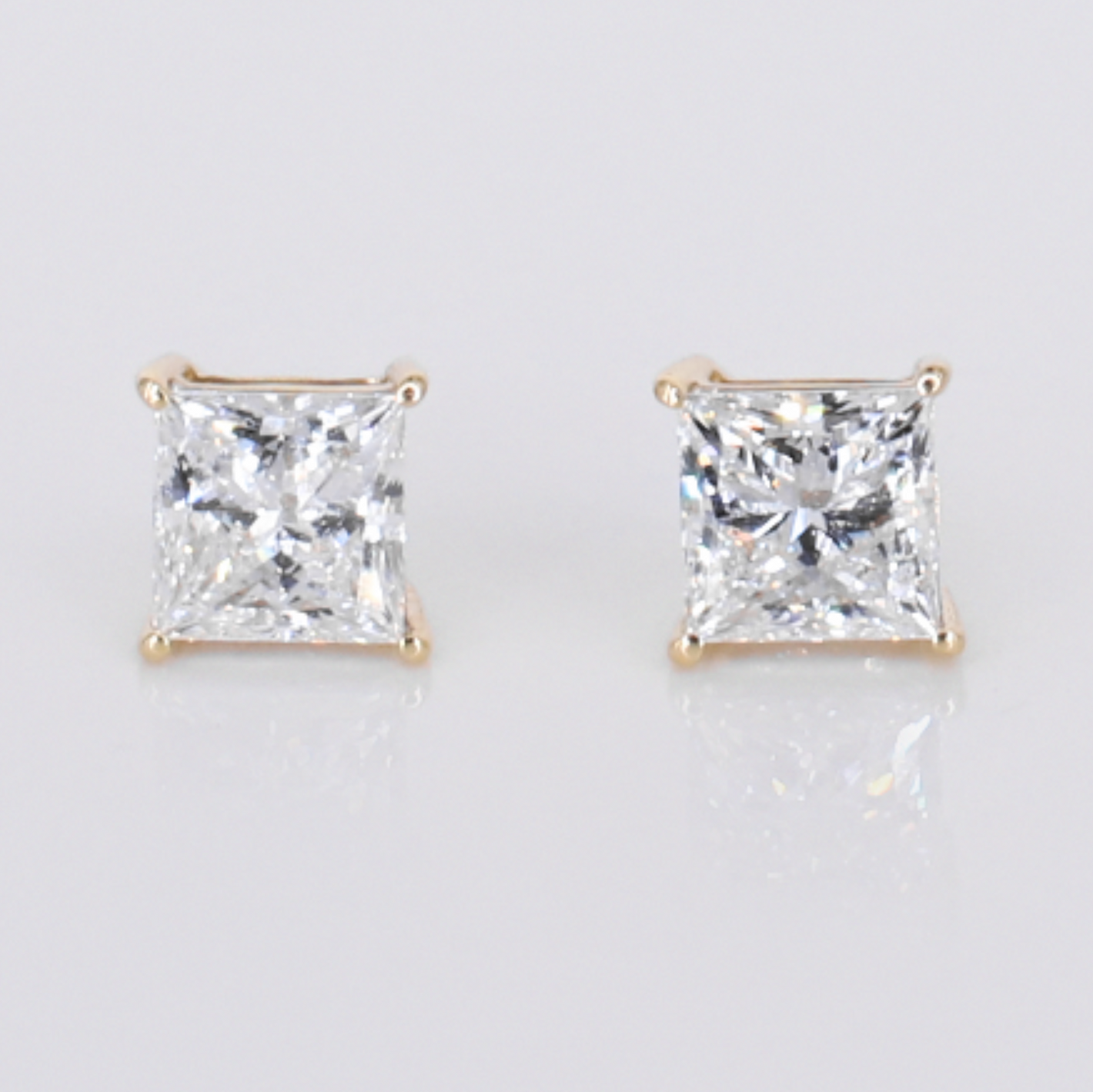14k Solid Gold Lab Diamond Solitaire Earrings - 50302